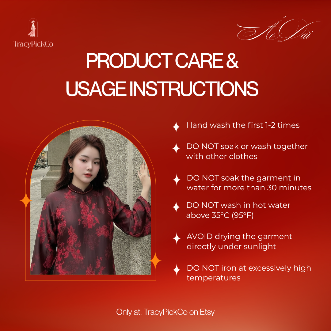 Red Crane Brocade Plus Size Ao Dai