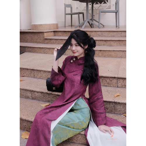 Plum Purple Silk 4-Panel Ao Dai