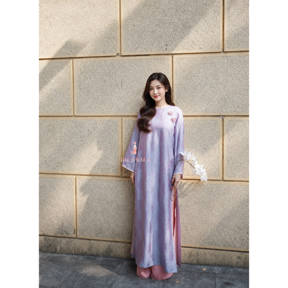 Purple Brocade Four-Panel Modern Ao Dai