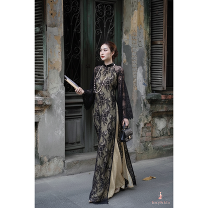 Modern Lace Ao Dai Women Elegant Mandarin Collar
