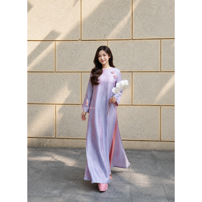Purple Brocade Four-Panel Modern Ao Dai