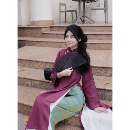 Plum Purple Silk 4-Panel Ao Dai