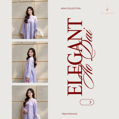 Purple Brocade Four-Panel Modern Ao Dai