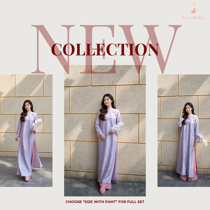 Purple Brocade Four-Panel Modern Ao Dai